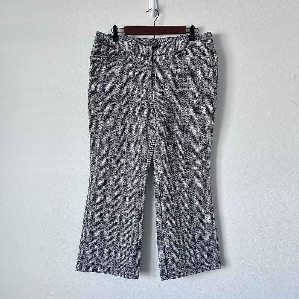 Worthington Ladies 12P Grey Black White Tweed Wide-leg Career Pants Belt‎ Loops